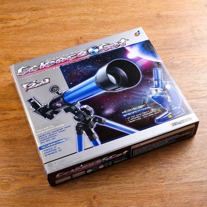 Набор обучающий Набор обучающий "Опыт": телескоп настольный , сменные линзы 20х/ 30х/ 40х, микроскоп 100х/ 200х/ 450
