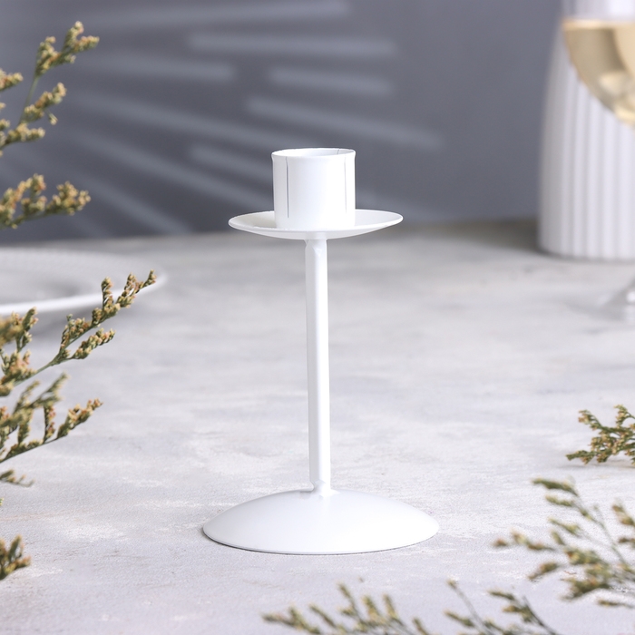 Подсвечник  Подсвечник "Боб" металл на 1 свечу , 7,4х12 см, белый