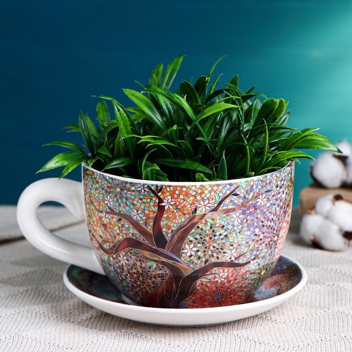 Горшок в форме чашки Горшок в форме чашки "Эмма" мозаика, 19х15х10см