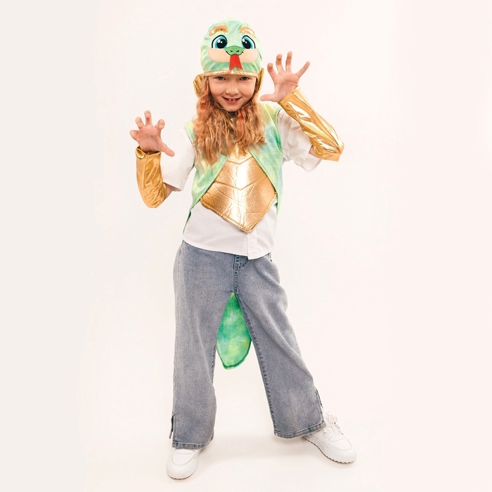 Карнавальный костюм детский «Новогодний змей»: жилетка, нагрудник, шапка, нарукавники, рост 116-128 см Карнавальный костюм детский «Новогодний змей»: жилетка, нагрудник, шапка, нарукавники, рост 116-128 см