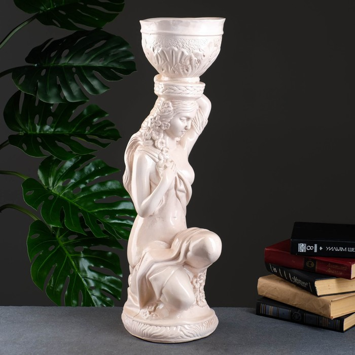 Фигура Фигура "Девушка сидя кашпо на голове" состаренный 0,8 л / 24х64х20см