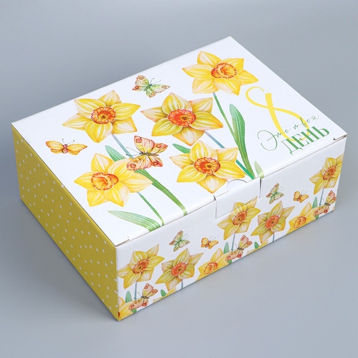 Коробка подарочная сборная, упаковка, «С 8 марта», 26 х 19 х 10 см Коробка подарочная сборная, упаковка, «С 8 марта», 26 х 19 х 10 см