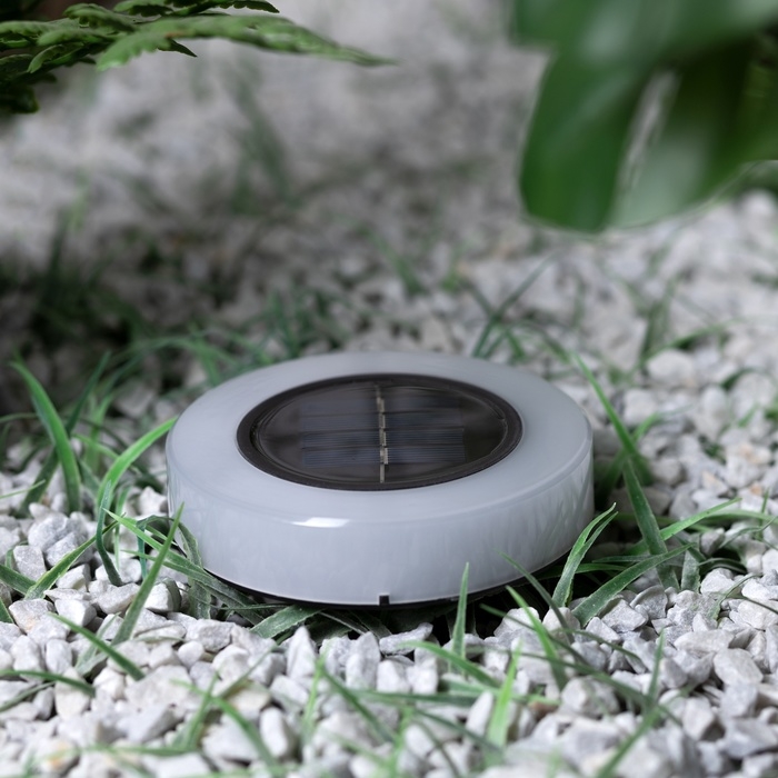 Светильник на солнечной батарее Светильник на солнечной батарее "Еврогарант", "Техно круг" 10.5x12.5 см, IP44, 8 LED, БЕЛЫЙ