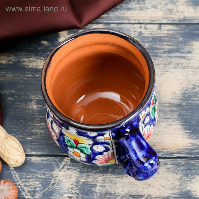 Кружка Риштанская Керамика Кружка Риштанская Керамика "Цветы", 330 мл, синий