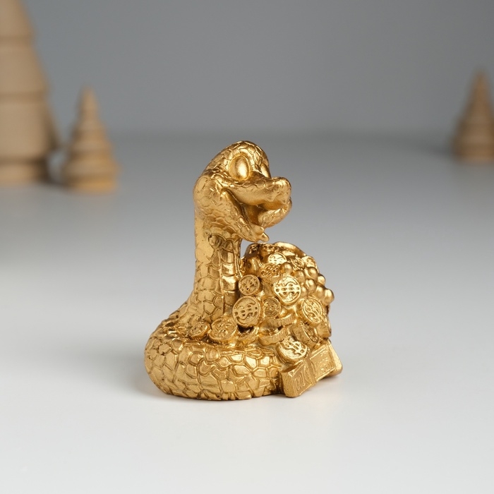 Сувенир полистоун Сувенир полистоун "Змея удачи с деньгами" МИКС 4х4х6,5 см