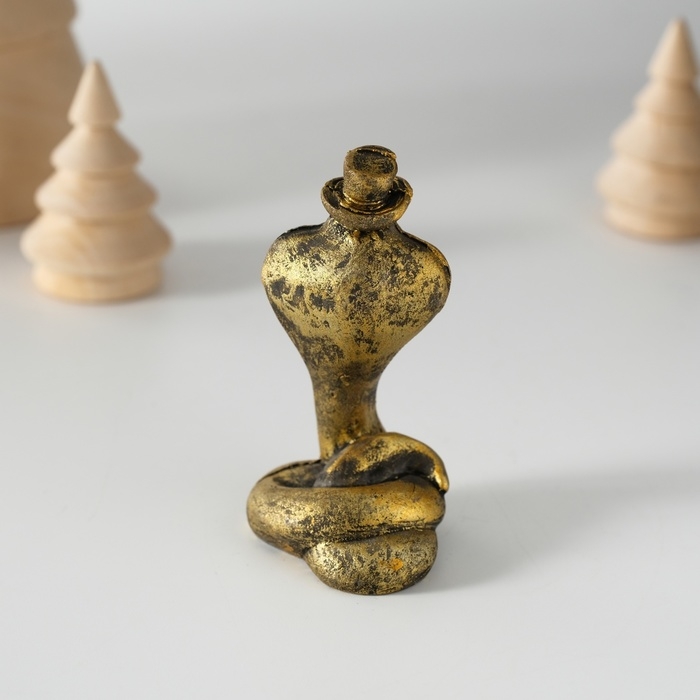 Сувенир полистоун Сувенир полистоун "Кобра в цилиндре" чёрно-золотая 3,6х6 см