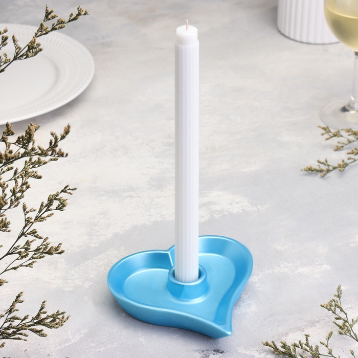 Подсвечник Подсвечник "Сердце" из гипса,14х2,5см,голубой