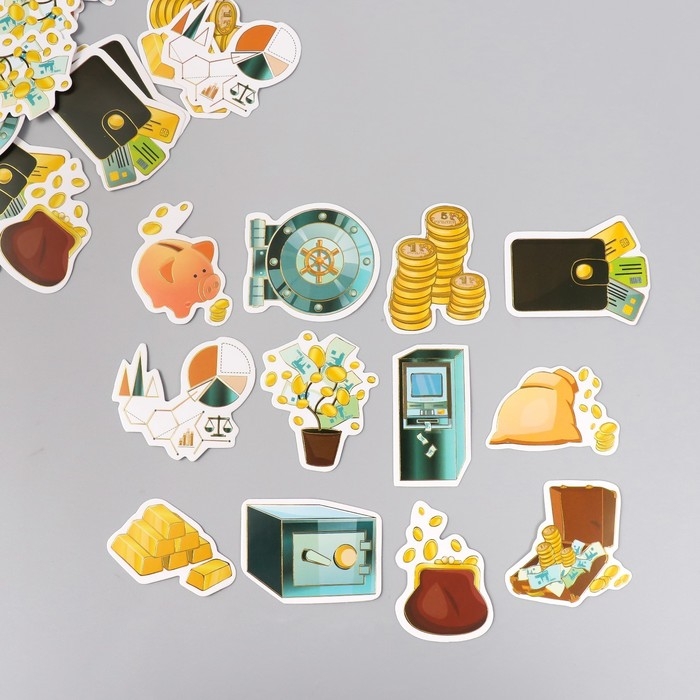 Наклейки для творчества "Богатство" тиснение золото набор 48 шт 9х7х0,8 см