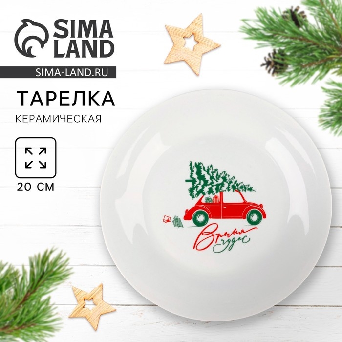 Новый год. Тарелка керамическая &laquo;Время чудес&raquo;, 20 см, цвет белый