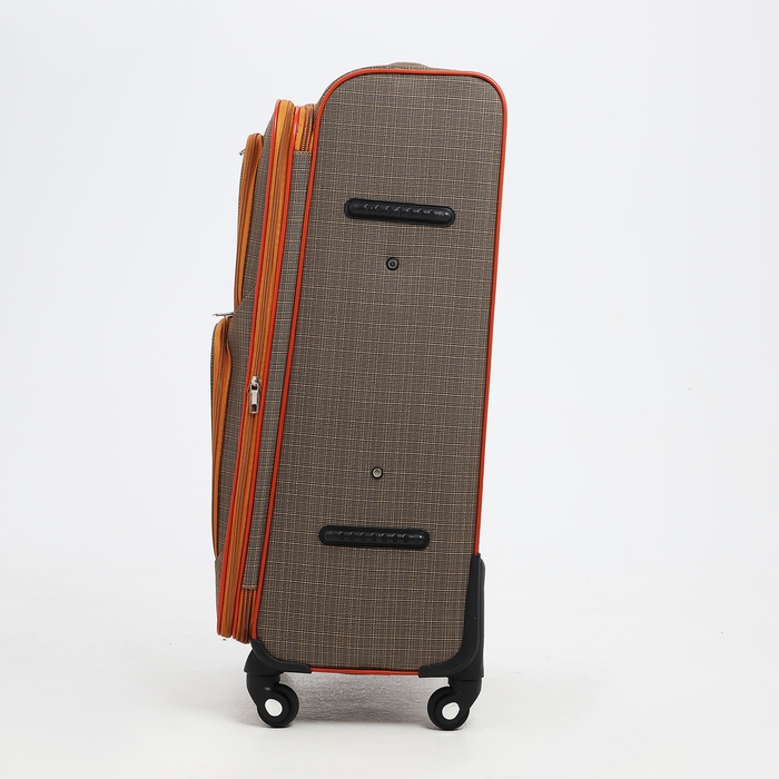 Чемодан большой 95 л (L), отдел на молнии, с расширением, кодовый замок, 3 колеса, 2 наружных кармана, цвет коричневый Чемодан большой 95 л (L), отдел на молнии, с расширением, кодовый замок, 3 колеса, 2 наружных кармана, цвет коричневый