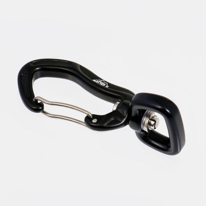 Карабин с защелкой и вертлюгом, 7х3 см, 400 кг, чёрный Карабин с защелкой и вертлюгом, 7х3 см, 400 кг, чёрный