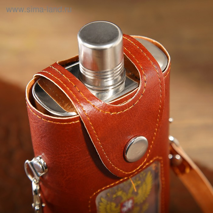 Фляжка для алкоголя и воды, 330 мл,  Фляжка для алкоголя и воды, 330 мл, "Россия", нержавеющая сталь, чехол, подарочная