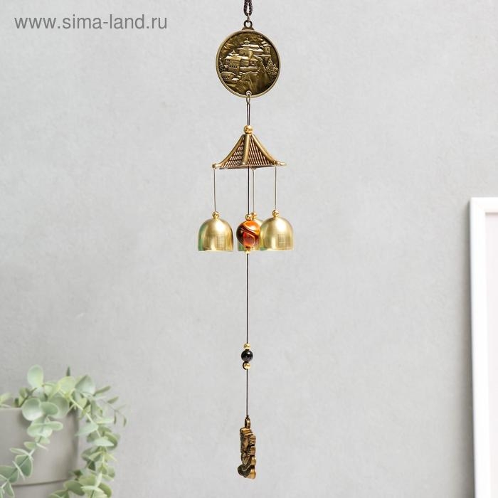 Музыка ветра металл Музыка ветра металл "Будда на монете" 3 колокольчика 45 см