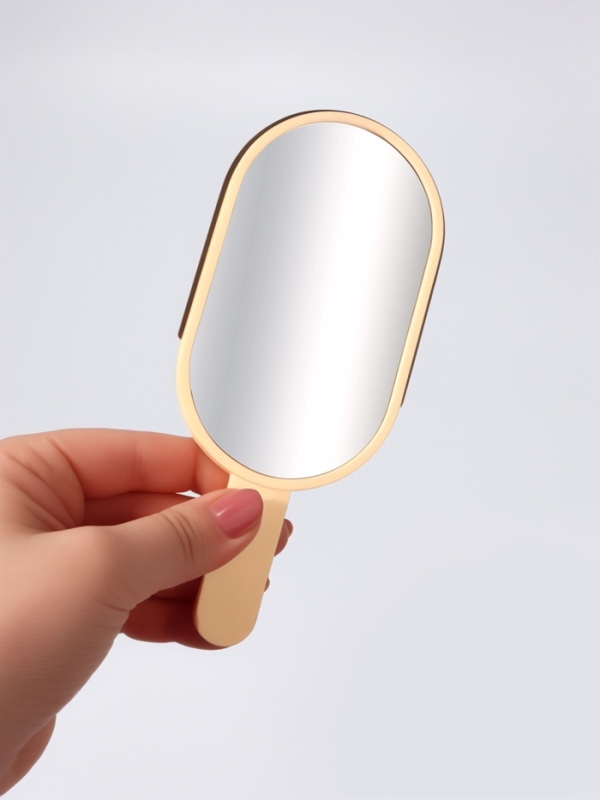 Зеркало с ручкой (1) б/увел 6,7*12/7,8*18см МОРОЖЕНОЕ пластик бежевый пакет QF Зеркало с ручкой (1) б/увел 6,7*12/7,8*18см МОРОЖЕНОЕ пластик бежевый пакет QF