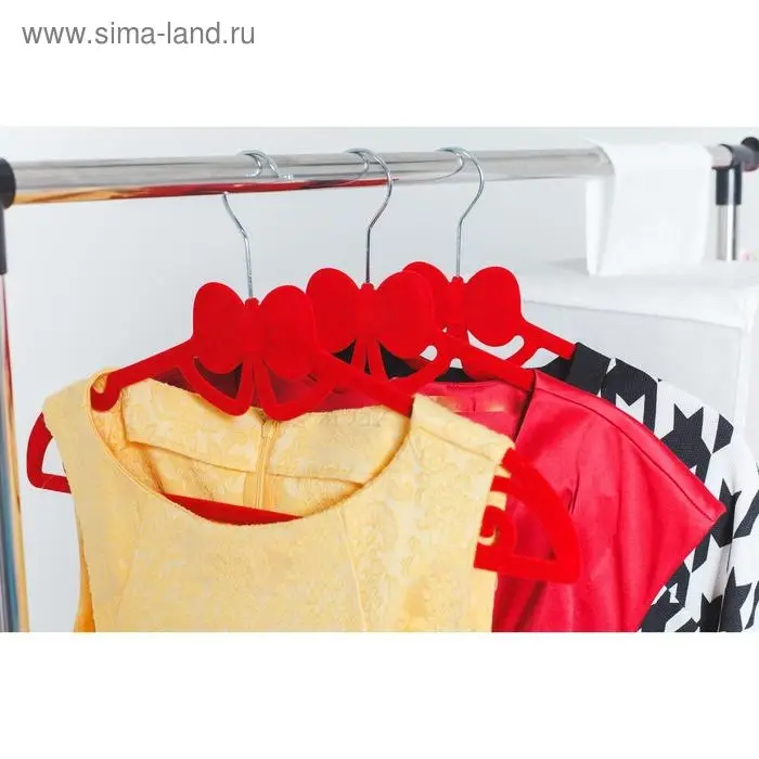 Плечики для одежды «Бант», размер 44-46, флокированное покрытие, цвет МИКС Плечики для одежды «Бант», размер 44-46, флокированное покрытие, цвет МИКС