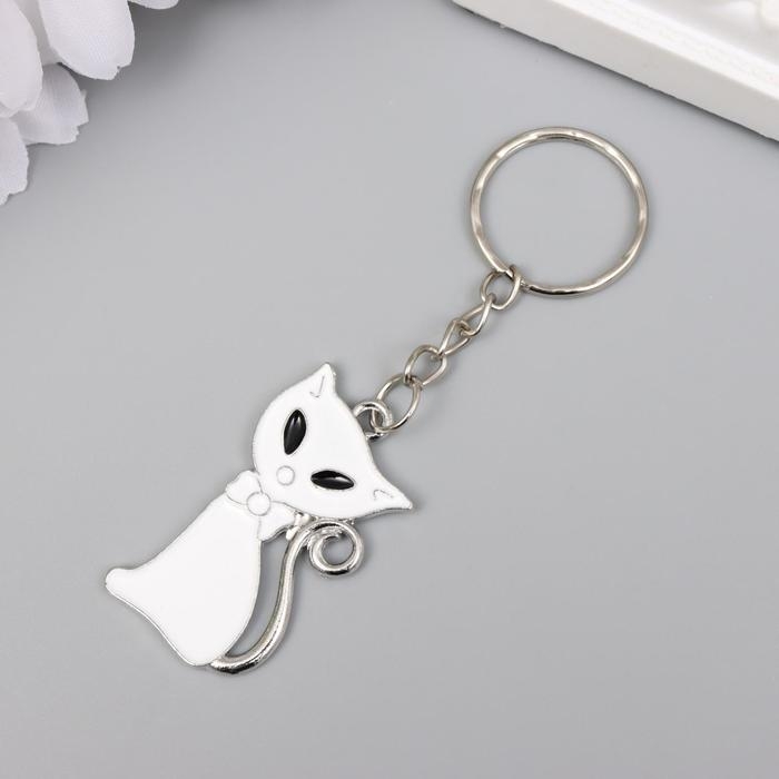 Брелок металл Брелок металл "Кошка", белый