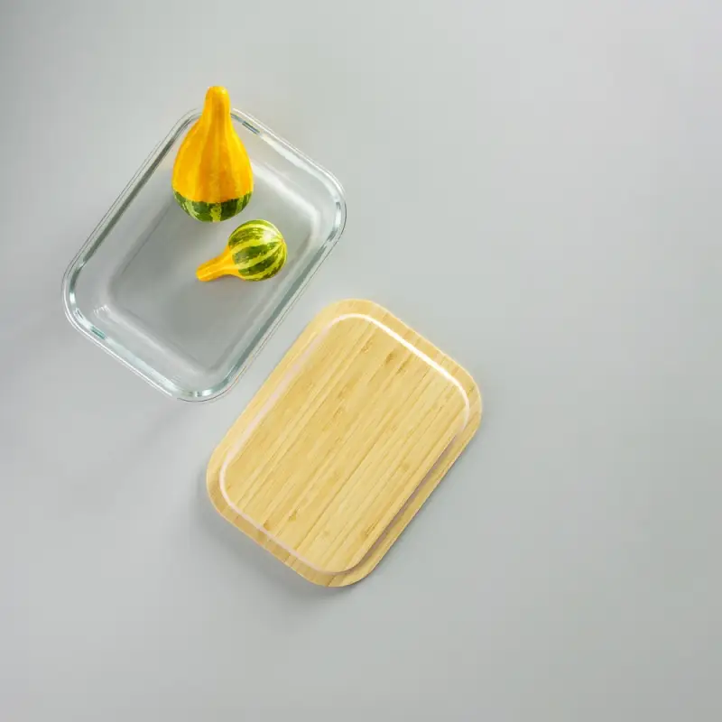 VETTA Контейнер для продуктов 1000мл, крышка бамбук, жаропрочное стекло