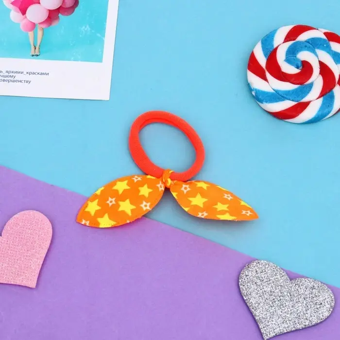 Резинка для волос Резинка для волос "Весёлые ушки" (набор 4 шт) звёзды, 4 см, микс