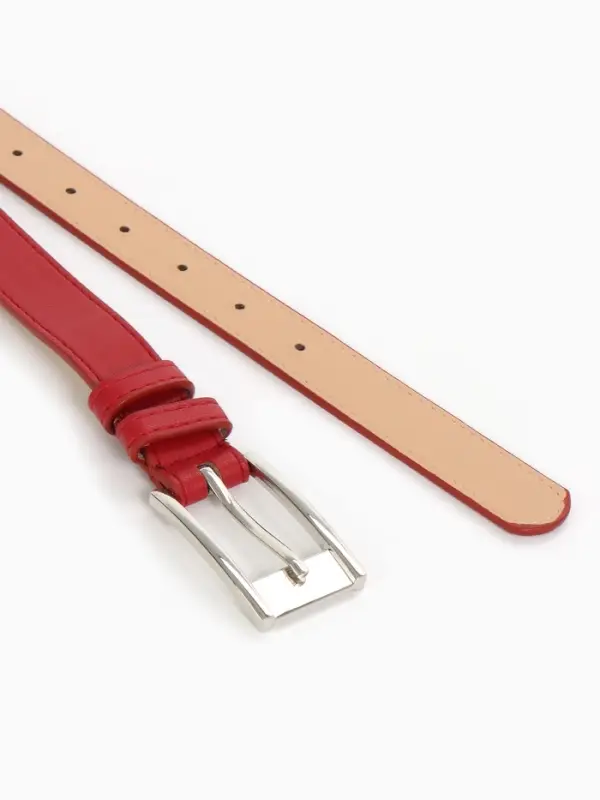 Ремень женский, 110&times;2.7 см, пряжка металл, серебристая, красный