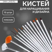 Набор кистей для наращивания и дизайна ногтей, 15 шт., белый