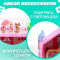 Кукольный домик &laquo;Сказочная жизнь на вилле&raquo; с куклой, питомцами и аксессуарами, светится в темноте
