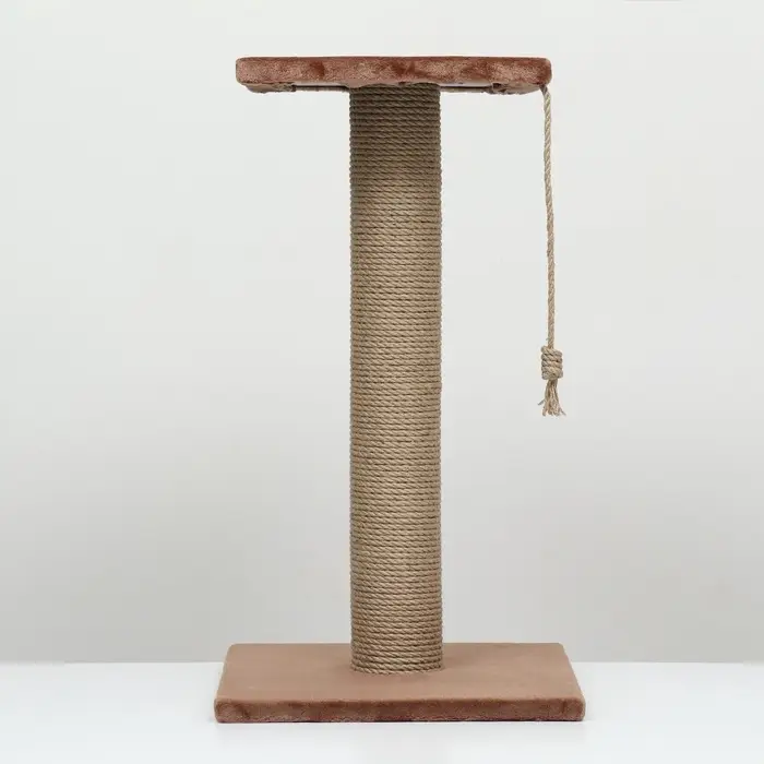 Когтеточка-столбик, 35&times;35&times;64 см, &Oslash;10, с площадкой, КД-37, джут, цвет МИКС
