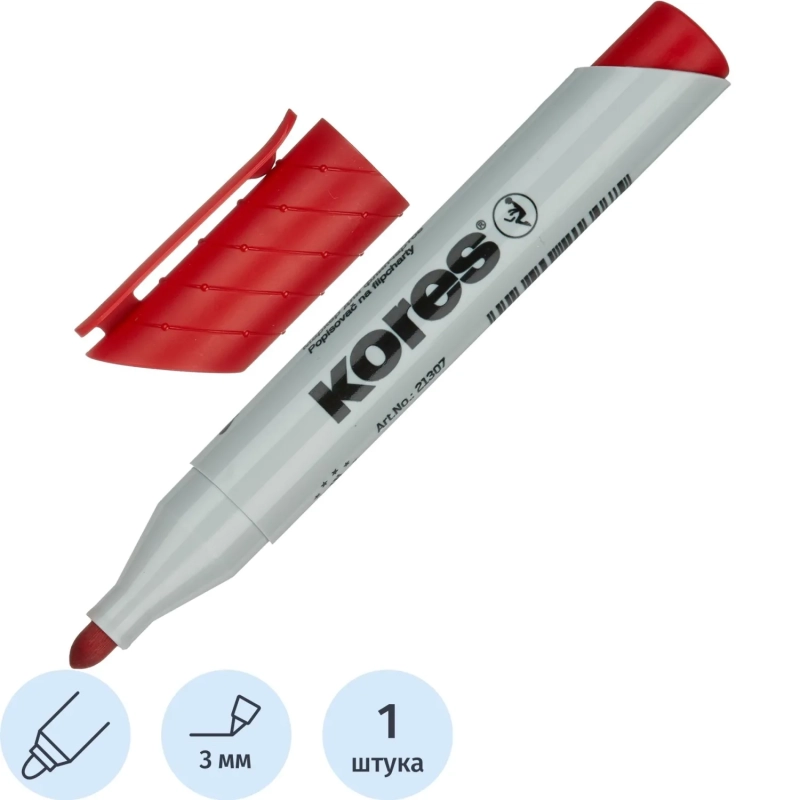 Маркер для флипчартов по бумаге KORES XF1 красный 21307