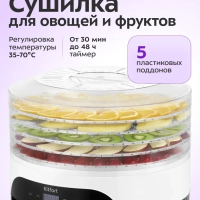 Сушилка для овощей и фруктов КТ-1953 - 380 Вт