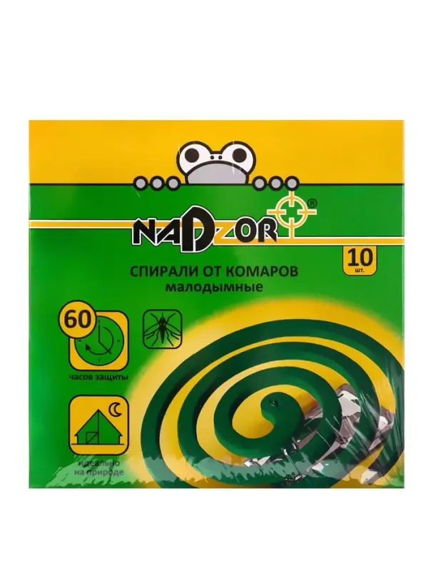 Спирали от комаров малодымные Nadzor, 10 шт.