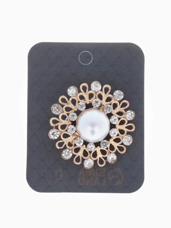 Брошь &laquo;Жемчужный цветок&raquo;, плюмерия, белая в золоте