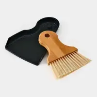 Щетка с совком "Meli", бамбуковая ручка, цвет черный 18х14 см Щетка с совком "Meli", бамбуковая ручка, цвет черный 18х14 см