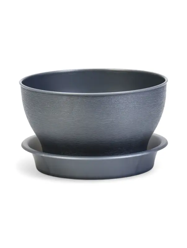 Горшок для цветов с поддоном 0,8 л d14 см h8 см "Фиалочка" серый