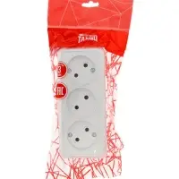 Розетка трехместная TANGO, 16 А, 250 В, IP 20, без заземления, огнеупорный ABS-пластик, белая 109815