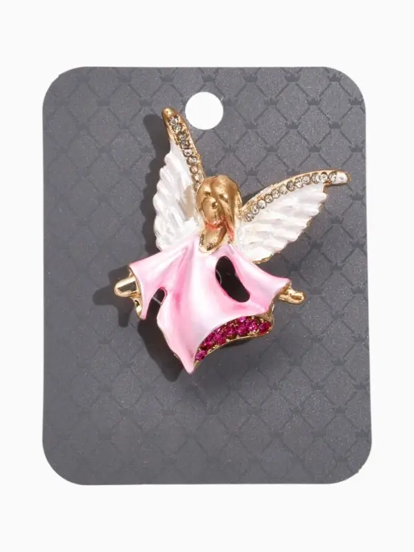 Брошь &laquo;Ангелок&raquo;, бело-розовая в золоте