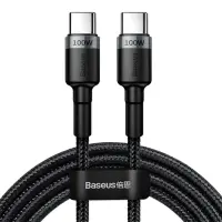 Кабель Baseus, Type-C - Type-C, 5A, 100W, 2 м, серый+черный