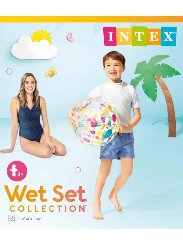 Мяч пляжный INTEX &laquo;Узоры&raquo; 59040NP, d=51 см, от 3 лет, МИКС