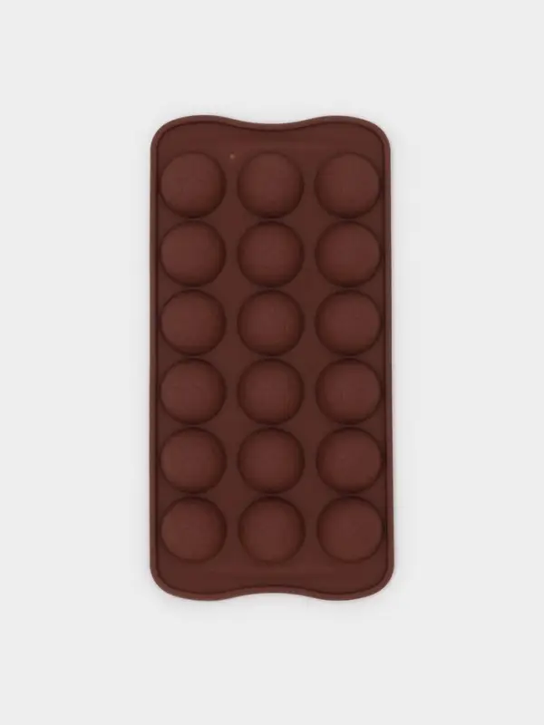 Форма для конфет и шоколада Доляна &laquo;Мячики&raquo;, силикон, 21&times;10.5&times;1.5 см, 18 ячеек, коричневая