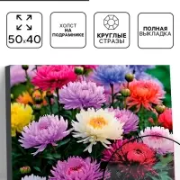 Алмазная вышивка полное заполнение &laquo;Астры&raquo;, на раме, 40&times;50 см