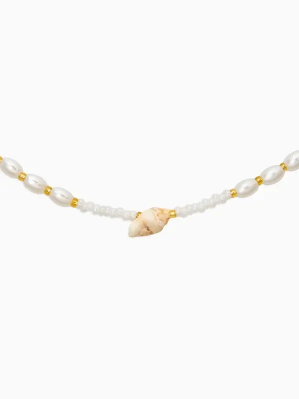 Чокер "Морской мир" ракушка, жемчуг, цвет белый в золоте