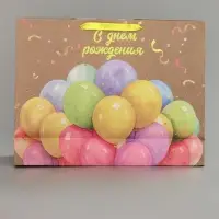 Пакет подарочный крафтовый &laquo;С Днём рождения&raquo;, шары, L 40&times;11.5&times;31 см