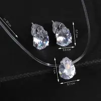 Гарнитур 2 предмета: кулон, серьги &laquo;На леске&raquo;, капелька, белые в серебре, 30 см