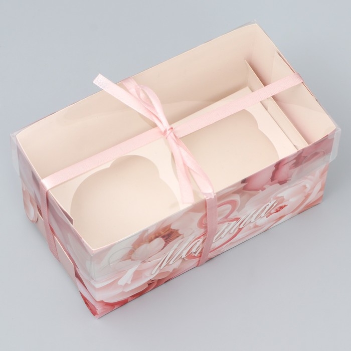 Коробка для капкейка, кондитерская упаковка, 2 ячейки «8 марта», 16 х 8 х 10 см Коробка для капкейка, кондитерская упаковка, 2 ячейки «8 марта», 16 х 8 х 10 см