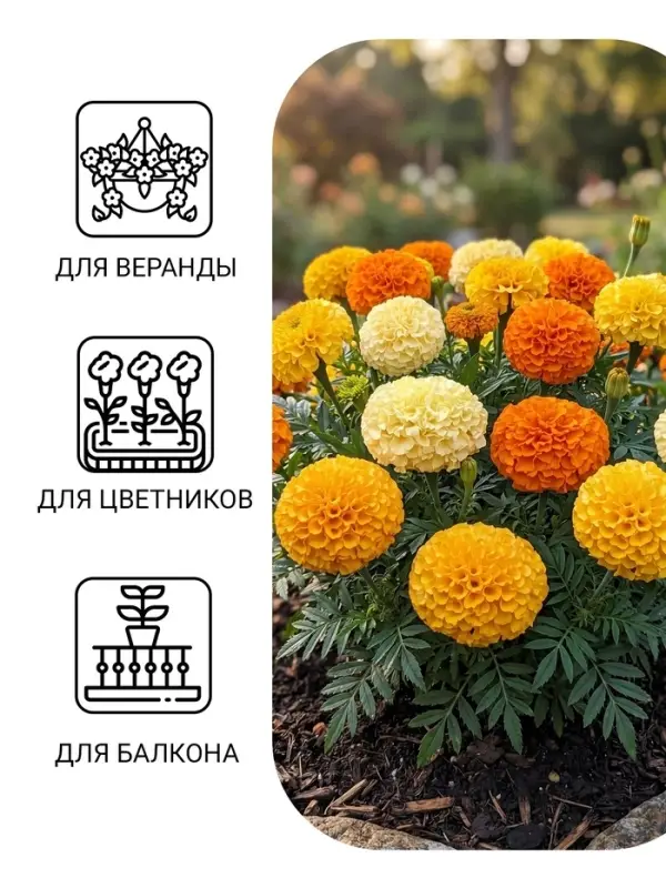 Семена цветов Бархатцы прямостоячие &laquo;Хлопушка&raquo;, 0.2 г