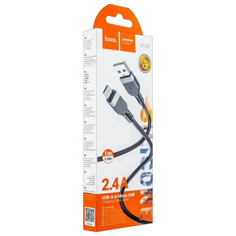 Кабель USB на MicroUSB 1M 2.4A X109 HOCO черный