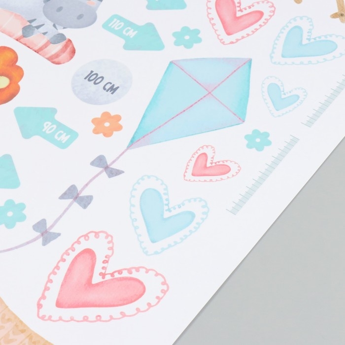 Наклейка интерьерная цветная ростомер  Наклейка интерьерная цветная ростомер "Зверушки. Африка" 50х70 см