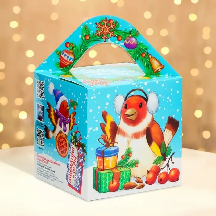 Подарочная коробка Новогодняя Кубик большой «Бельчата» с анимацией 12×12×12 см Подарочная коробка Новогодняя Кубик большой «Бельчата» с анимацией 12×12×12 см