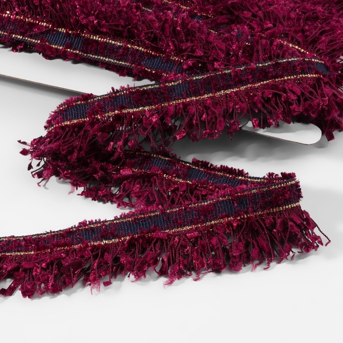 Тесьма декоративная «Твидовая», односторонняя, 35 мм, 5 ± 0,5 м, цвет бордовый Тесьма декоративная «Твидовая», односторонняя, 35 мм, 5 ± 0,5 м, цвет бордовый