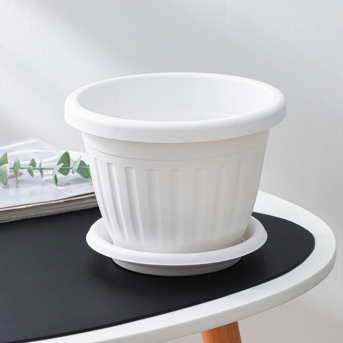 Горшок для цветов с поддоном «Сильвер ЭКО», 1.9 л, d=18 см, белый Горшок для цветов с поддоном «Сильвер ЭКО», 1.9 л, d=18 см, белый