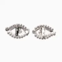 Зажим для кардигана "Ажур", глазки, цвет белый в серебре Зажим для кардигана "Ажур", глазки, цвет белый в серебре