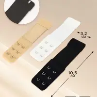Застёжка для бюстгальтера, удлинитель, 3 ряда 2 крючка, 3.2&times;10.5 см, 3 шт.